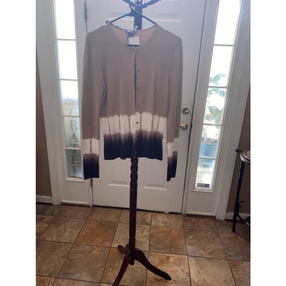 Kenar Tops - Women's Kenar Brown and Tan Tie Dye Cardigan Sweater Size M